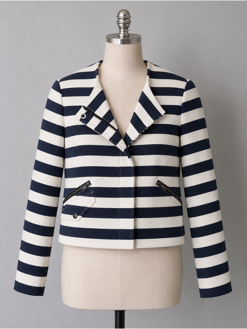 Banana Republic Navy & White Striped Blazer Jacket